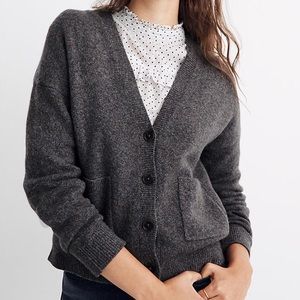 Madewell Short Kent Ex-Boyfriend Cardigan Sweater, Heather Shadow, Small